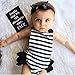 Newborn Kids Baby Girls Clothes Lace Jumpsuit Romper Playsuit + Headband Outfits (6-9 Months, Striped)