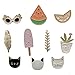 Cute Enamel Lapel Pins Set Cartoon Animal Plant Floral Fruits Foods Brooches Pin Badges for Clothing Bags Backpacks Jackets Hat DIY (Couple Cats Fruits Leaves)