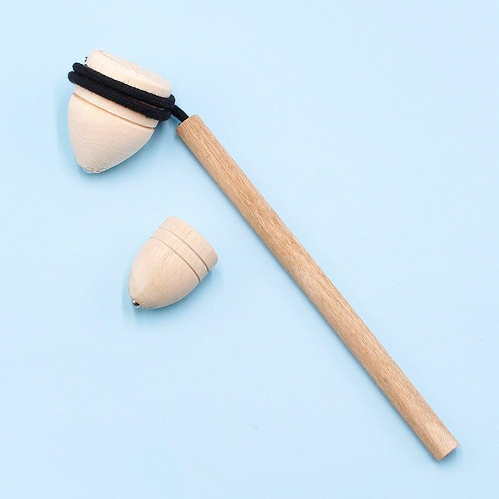 Wooden Spinnings for Kids Wood Trompos Toys Chinese Traditional Wood Spins Tops Toys with Whip