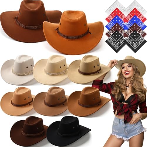 6889 6 Pcs Men\'s Women\'s Straw Cowboy Hat Adjustable Western Cowgirl Classic Clobeau Adjustable Straw Cowboy Cowgirl Hat Western Hats  main image 4