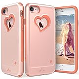 iPhone 7 Case, Vena [vLove][Heart-Shape | Dual Layer Protection] Hybrid Bumper Cover for Apple iPhone 7 (4.7"-inch) (Rose Gold/Coral Pink) (Wireless Phone Accessory)