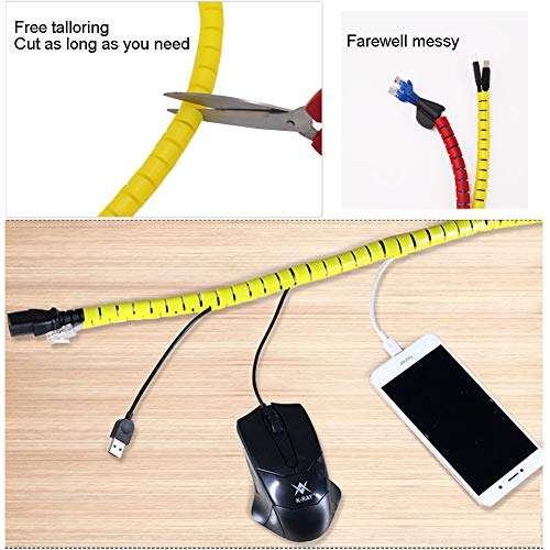 VIWIEU Yellow Cable Management Sleeve Dog and Cat Cord Protector, Electrical Cord Orgainzer Wire Covers for Pets, Wire Hider with Bonus Cable Clips and Zip Ties for TV PC Computer Home Entertainment - Thumbnail 4