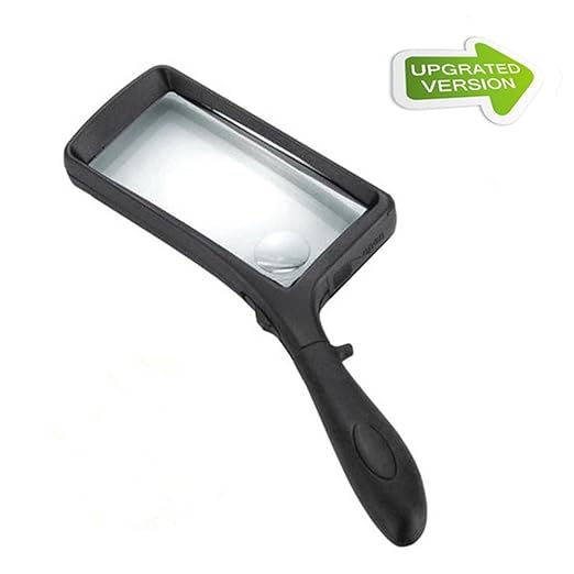 Rectangular Magnifier Reading Magnifying Glass with LED Light, Gold