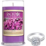Lilac Candle with Ring Inside (Surprise Jewelry Valued at $15 to $5,000) Ring Size 7 by Jackpot Candles