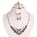 Moochi 18K Gold Plated Oval Beads Scrafe Pattern Necklace Earrings Ring Bracelet Jewelry Set