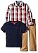Nautica Boys' Three Piece Set with Long Sleeve Plaid Woven Shirt, Tee and Pant