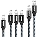 FONKEN Micro USB Cable, USB to Micro USB Cable [6-Pack, 1FT 3.3FTx3 6.6FT 10FT] Nylon Braided USB 2.0 Fast Data Sync & Charging Cord -Black