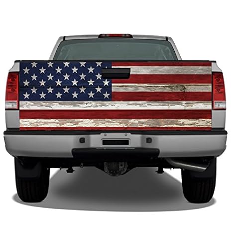 Amazoncom Vintage American Flag Distressed Wood Truck