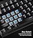 Mechanical Keyboard, UtechSmart Mercury LED Backlit Full Size 2.4 GHz Wireless/USB Wired Dual Mechanical Keyboard with Rechargeable Battery [Upgraded Version]