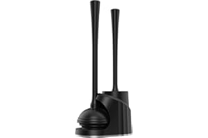 SANGFOR Toilet Plunger and Brush Set, 2 in 1 Heavy-Duty Toilet Brush and Holder Set, Black Toilet Plunger with Holder and Toilet Bowl Brush and Holder for Bathroom, Compact Toilet Bowl Brush and Plunger Set