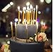 Astra Gourmet 12 Count Party Long Thin Metallic Birthday Candles in Holders for Birthday Cakes Decorations, Gold