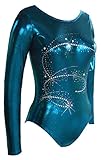 Look-It Activewear Jade Sparkle Aerial Long Sleeve Leotard for Gymnastics and Dance girls and women
