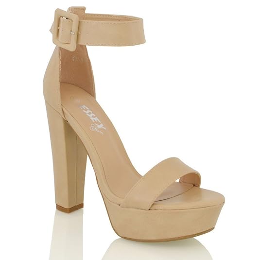 ESSEX GLAM Damen knöchelriemen Plateau Synthetisches Blockabsatz Sandalen