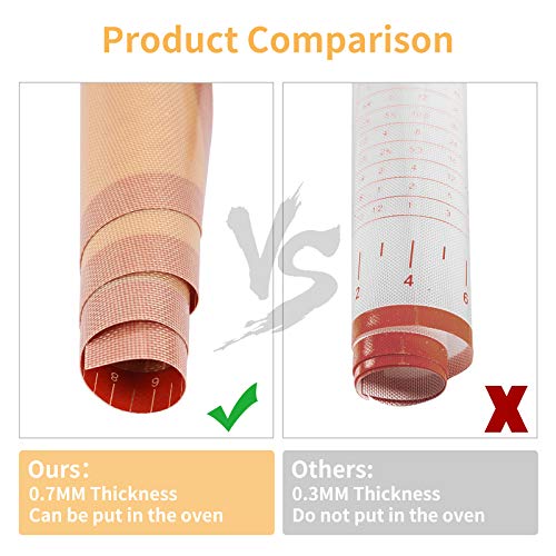 Silicone Baking Mats with Measurement - Set of 3 Sheet (1 Large 2 Half) Non-stick Pastry Mat for Rolling Dough Kitchen Kneading Mat for Making Cookies, Macaron, Bread, Pizza, Pie Reusable Oven Liner