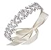 BABEYOND Crystal Bridal Headband Headpiece Wedding Headpiece for Bride Wedding Bridal Hair Accessories with Ivory Satin Ribbon Silver Tone