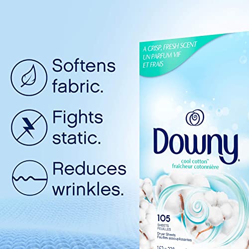 Downy Fabric Softener Dryer Sheets, Cool Cotton, 250 Count