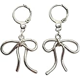Bowknot Leverback Earrings for Women, Bow Pendant Dangle Earrings, Dainty Minimalist Simple Alloy Charm Jewelry
