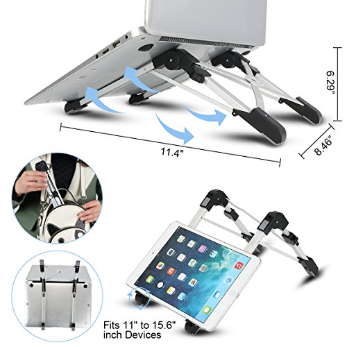 3 in 1 Laptop Tablet and Cell Phone Stand, Megainvo Universal iPad Stand, Portable and Foldable Ergonomic Desktop Stand, Holder Mount for MacBook, Notebook, Computer, PC, iPad, Tablet