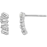 Amazon Essentials Brass Sliver Clear Stud Earrings