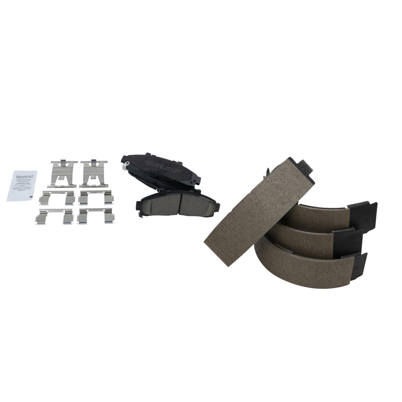 TRQ Front and Rear Brake Pads Ceramic Hardware Compatible with 1995-2002 Ford Ranger 1995-2002 Mazda B2300 1998-2002 B2500 1995-2002 B3000 1995-2002 B4000 Image