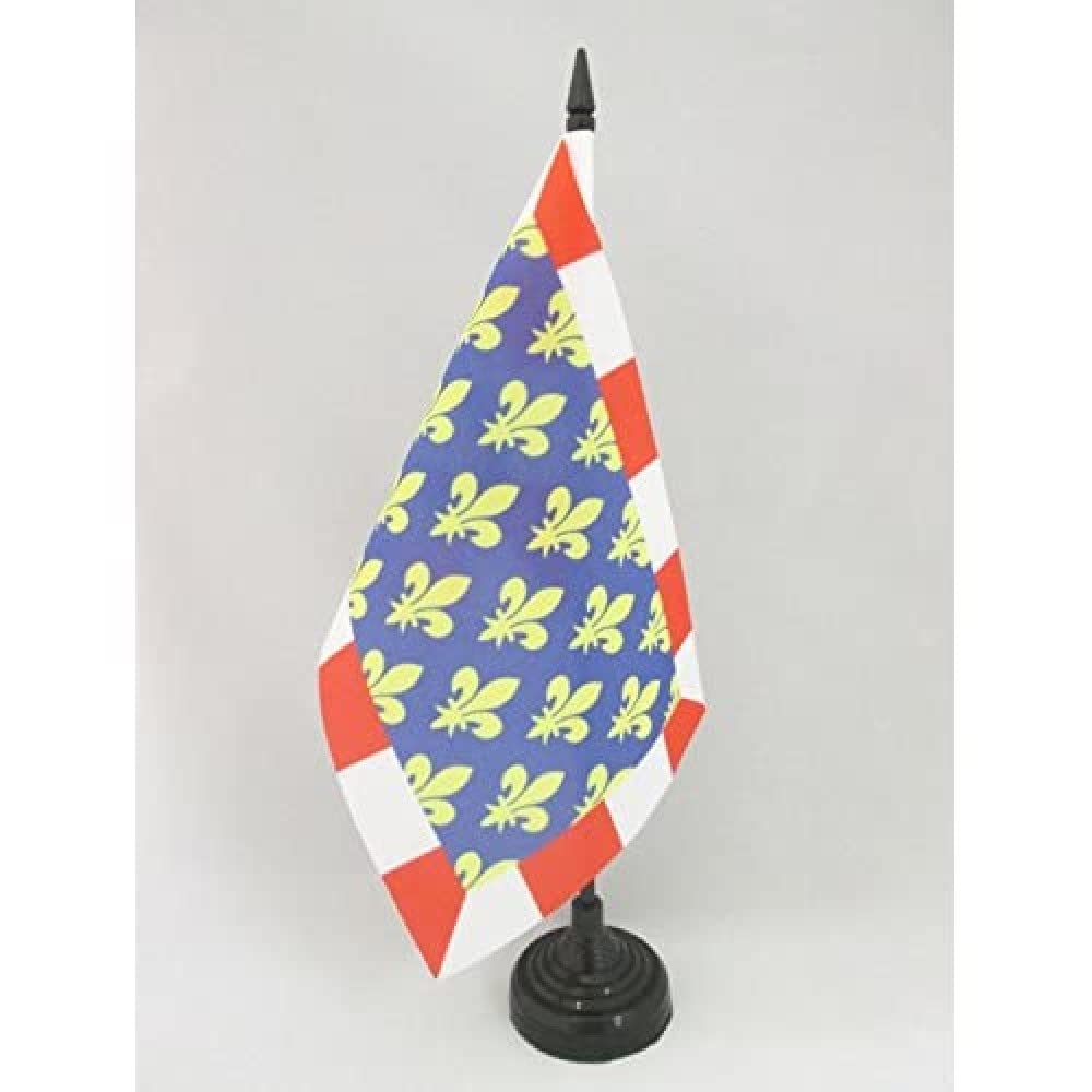 AZ FLAG French Department of Indre-et-Loire Table Flag 5'' x 8'' - Department of France Office Decoration 100% Polyester 21 x 14 cm - Mini Desk Flag with Pole and Black Plastic Base
