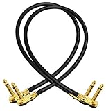 2 Units - 18 Inch - Pedal, Effects, Patch, instrument cable CUSTOM MADE By WORLDS BEST CABLES – made using Mogami 2524 wire and Eminence Gold Plated ¼ inch (6.35mm) R/A Pancake type Connectors