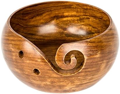 premium yarn bowl Handmade of unique Sheesham Wood for Knitting and Crochet - 6" x 3" by woolove