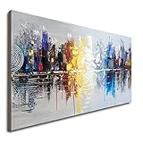 Hand Painted Cityscape Modern Oil Painting on