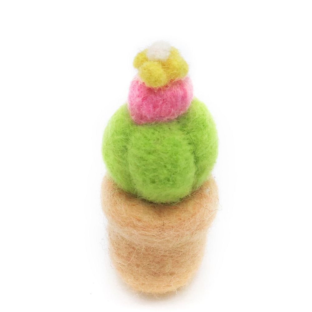 Artec360 Felting Supplies Succulent Plants Felt Kits Original Pure Wool DIY Raw Material Package Small Flowerpot Decorations Potted Plant (Echinopsis tubiflora-B)