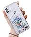 UnnFiko Liquid Glitter Case Compatible with iPhone XR, Hard Back Colorful Bling Quicksand with iOS icon Apple APP Shine Phone Case (Silver Glitter, iPhone XR)