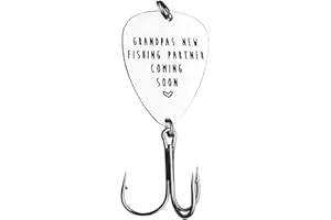 VADAKA New Grandpa Gift Grandpas New Fishing Partner Coming Soon Fishing Lure Pregnancy Announcement Gift for Grandpa Dad Fisherman Gift Christmas Birthday for Grandfather