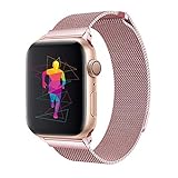 INTENY Band Compatible with Apple Watch 38mm 40mm, Milanese Sport Loop, Stainless Steel Mesh Strap, Compatible with iWatch Series 4, Series 3, Series 2, Series 1 (38MM 40MM, Rose Pink)