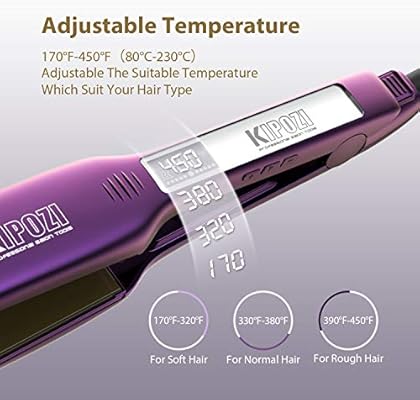 kipozi pro flat iron with 1.75 inch titanium plates hair straightener adjustable