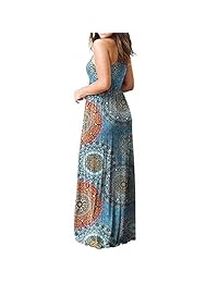 Maxi vestidos para mujer sin mangas casual verano floral maxi vestido con bolsillos