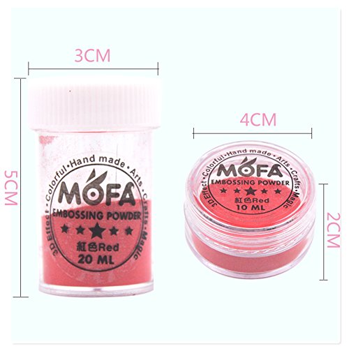 mofa Embossing Powder 9 Piece of Set,9 Tin Colorful Super Fine Embossing Powder,Including Black,Yellow,Green,White,Blue,Red,Silver,Gold and Transparent (Small)