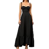 GLNEGE Women's Summer Spaghetti Strap Maxi Wedding Guest Dress Smocked Ruffle Tea Party Dresses Flowy A Line Sundress