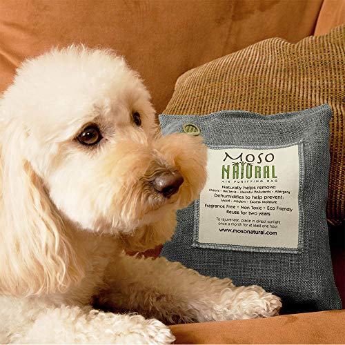 MOSO NATURAL Air Purifying Bag 500g. Odor Eliminator, Odor Absorber for Kitchens and Bedrooms. Charcoal Color