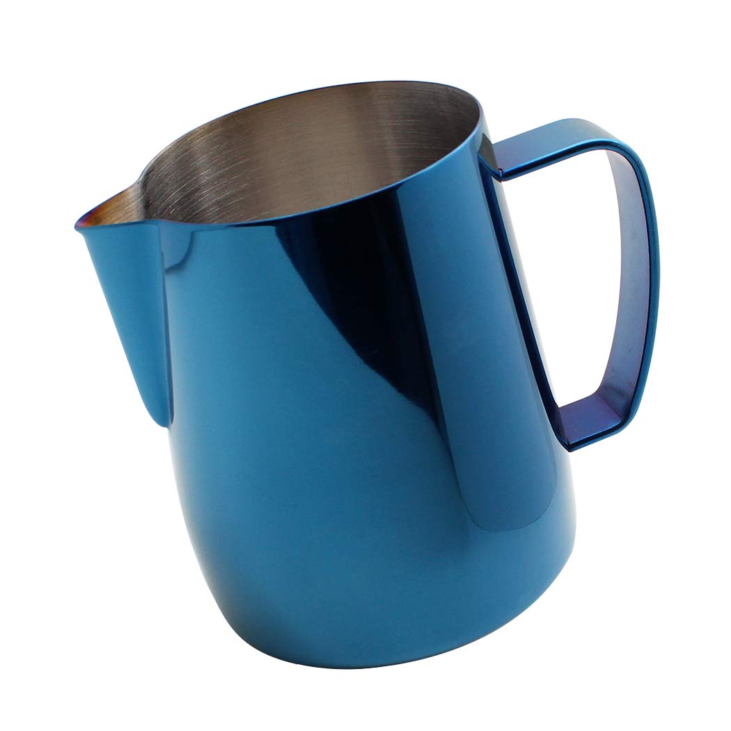 Dianoo Milk Jug Stainless Steel Titanium Plated Creamy Coffee Latte Coffee Cappuccino Au Lait Blue 350 ml