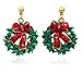 cocojewelry Christmas Ornament Wreath Red Bow Poinsettia Post Stud Earrings