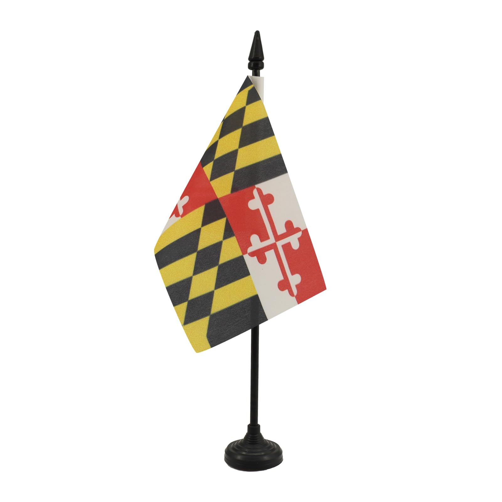 AZ FLAG - Maryland Table Flag 4'' x 6'' - US state of Maryland Office Mini Banner 100% Polyester 15 x 10 cm - Mini Desk Flag with 10'' Pole and Black Plastic Base