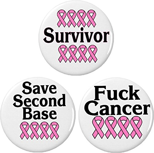 Set 3 Survivor Breast Cancer Pink Awareness Ribbon 1.25' Pinback Buttons Pins