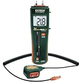 Extech MO265 Combination Pin and Pinless Moisture Meter with RJ45 | Pinless and remote pin probe, wood/building materials, depth to 0.75in, tri-color LED, backlit, RJ45