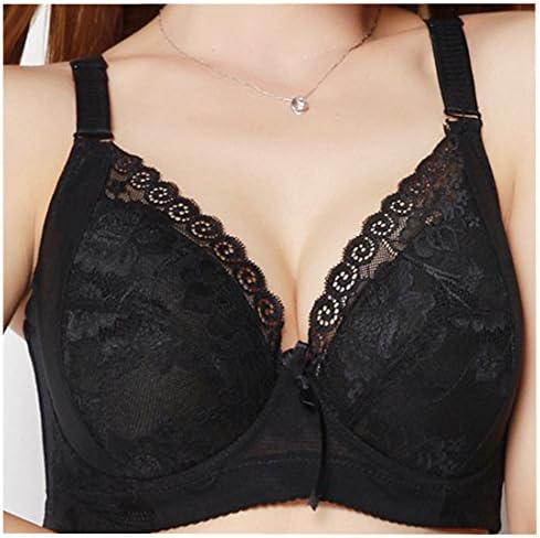 DELENNI Large size bra thin cup full cup bra Underwear anti-drooping C cup D cup (95E=42D, black)