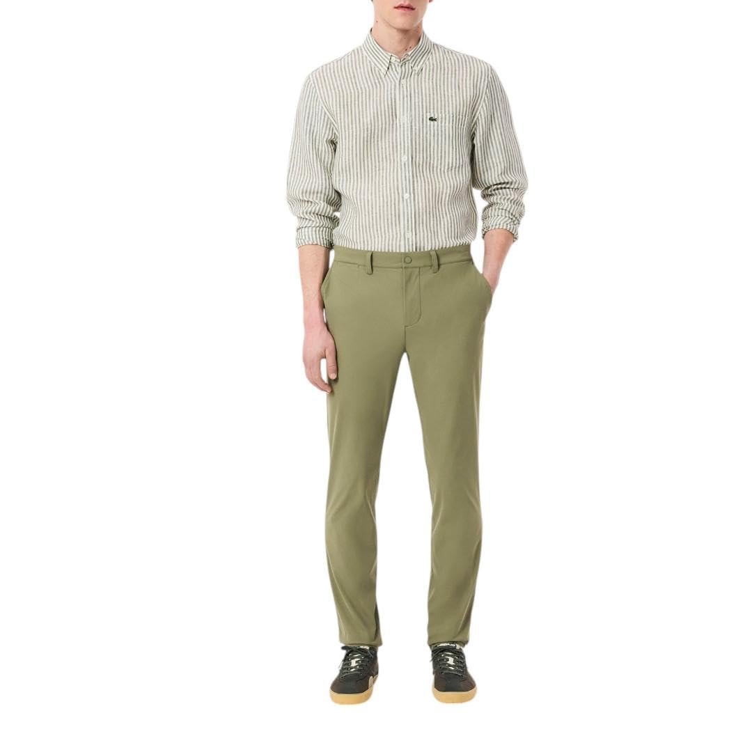Lacoste Men’s Core Collection Slim Fit Solid Trousers, Khaki, 38 Regular