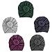 ISHOWDEAL 5PCS Baby Hat with Bow Baby Caps Cotton Hat Turban Headband for Newborn Toddler and Children Suitable for Baby 12-24 months,Black,purple,navy Blue,gray,dark Green, 7.7x0.79 in
