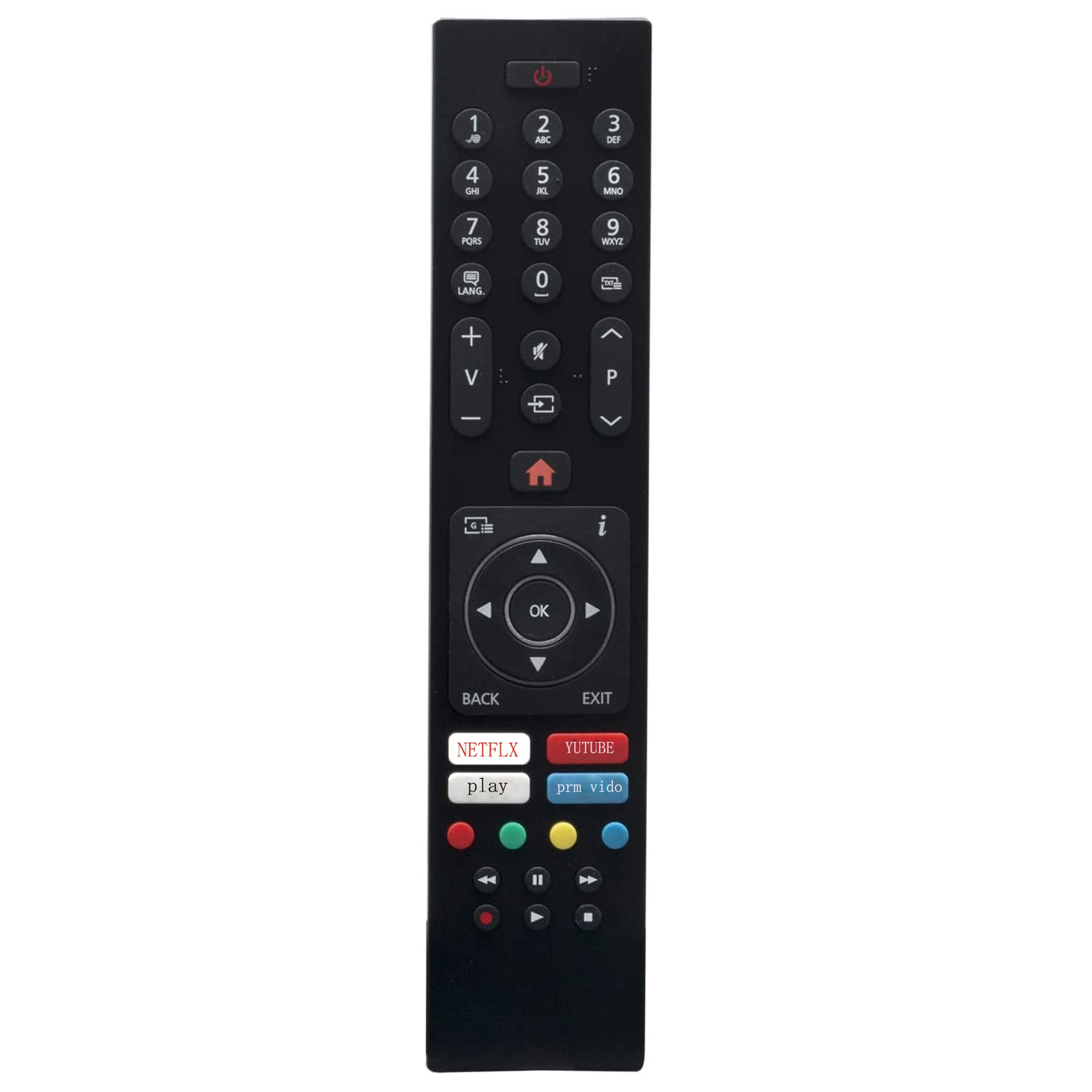 VINABTY RC43137 RC43137P Replacement Remote Control fit for Bush Smart TV DLED24HDSDVD DLED32HDS DLED40FHDS DLED43UHDHDRS DLED49FHDS DLED49UHDHDRS