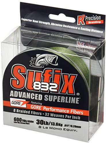 Sufix 832 Advanced Superline Braid - 80lb Low-Vis Green (1200 Yards) | Super Strong Fishing Line