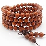 JIIUZUO Mala Beads Bracelet Necklace for Men Women 108 6mm Natural Wood Beads Elastic Cord