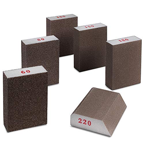 Sanding Sponges 6 Pack by Addicted DEPO - Sanding Block Assortment for Wall - Foam Drywall Sand Blocks - Reusable Sandpaper Sponge Pads for Wood - Fine, Medium & Coarse Grit (60/80/100/150/180/220)