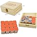 Youkwer 12 Pcs Mini Cute Wooden Rubber Stamps DIY Diary Scrapbook Stamps Set with Wooden Box （Brass Buckle，Heart）
